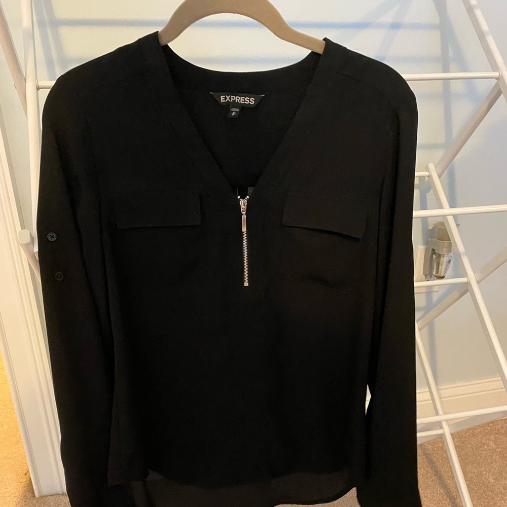 Express Black Half Zip Dress Shirt , Size XS